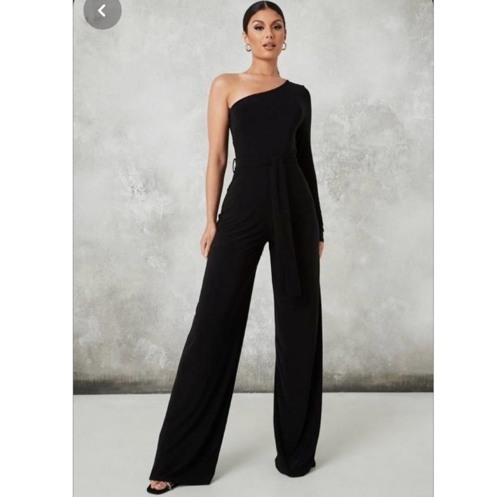 One shoulder slinky jumpsuit